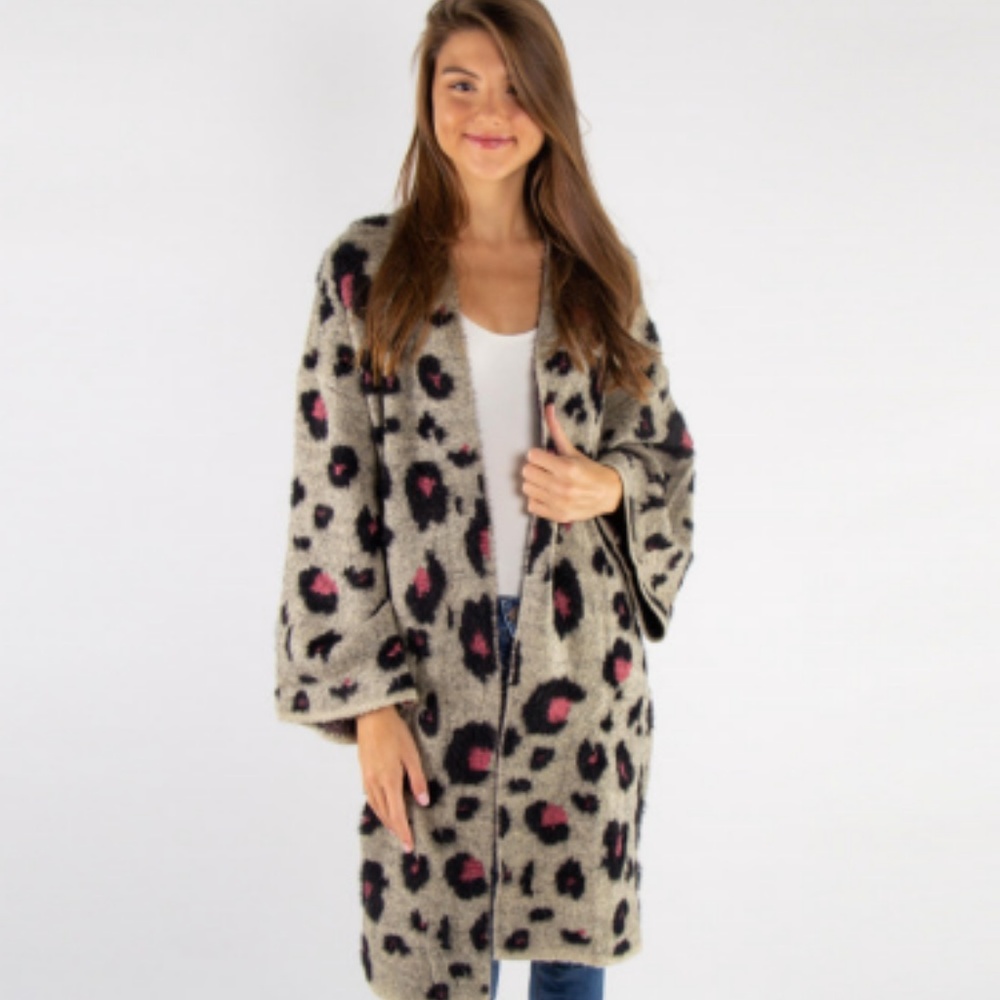 One Size Cheetah Cardigan feel of cashmere.